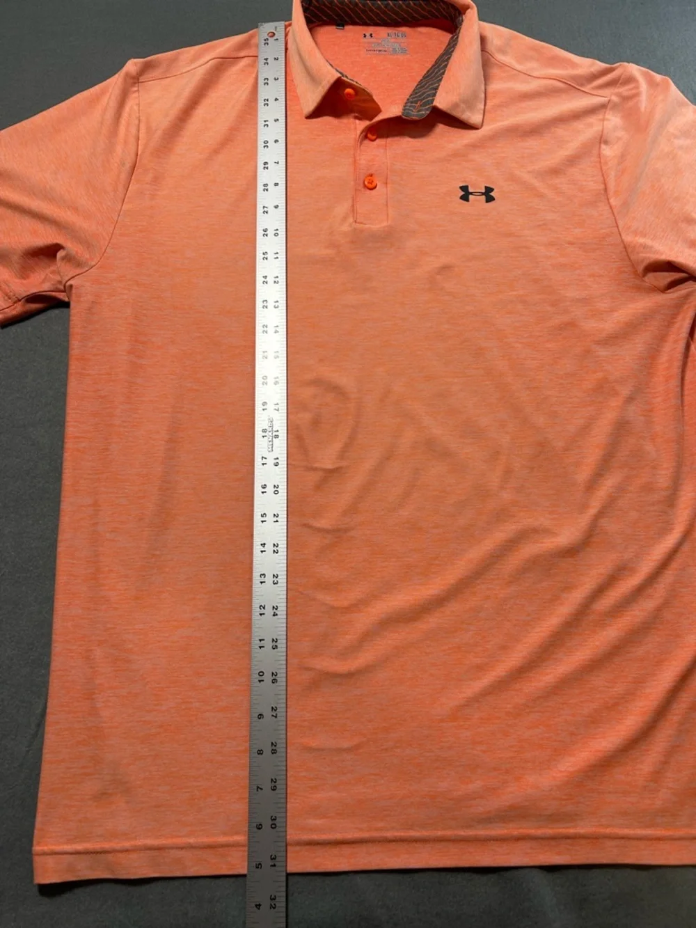 Under Armour Men’s Coral-Orange Polo Golf Shirt - Picture 3 of 14